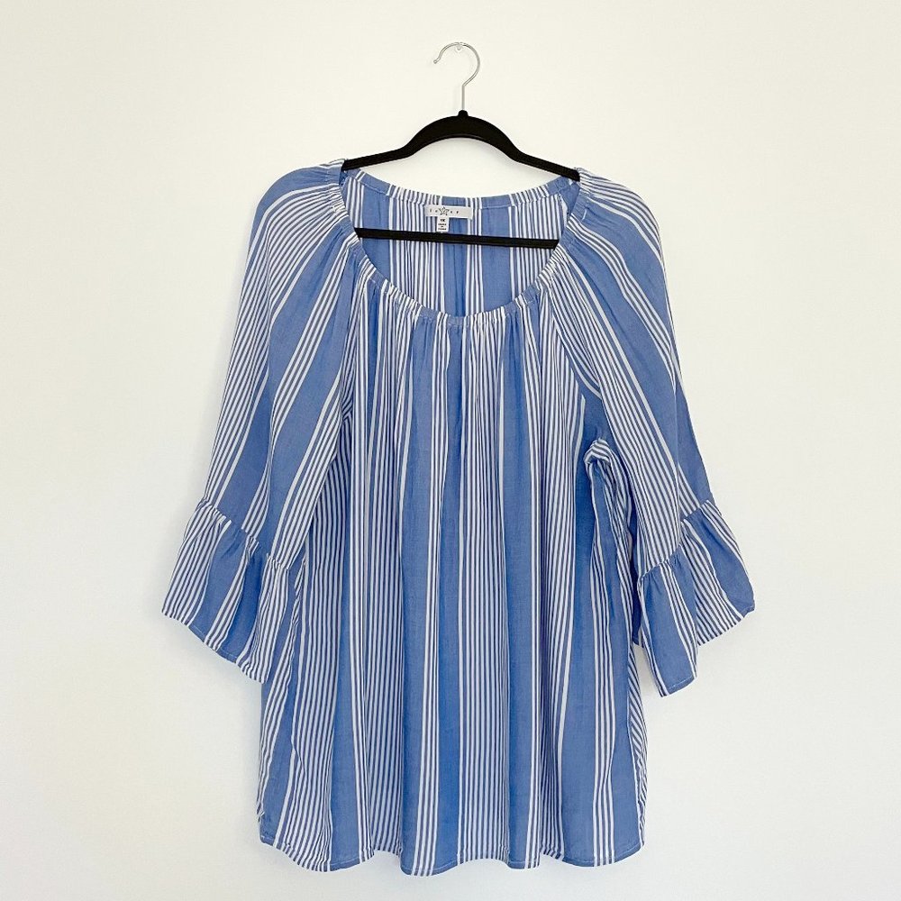 fever Striped Top with Bell Sleeve